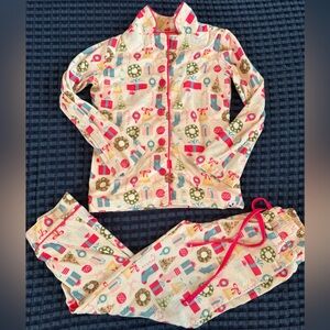 SweetHoney two piece Christmas holiday pajama set, button up, size 5